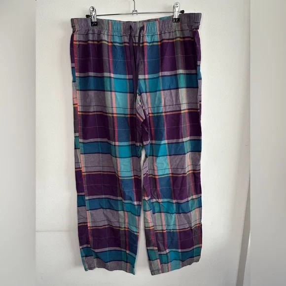 Women’s Purple Life Is Good Pull On Plaid Classic Sleep Pajama Pants Size Medium - Picture 1 of 5